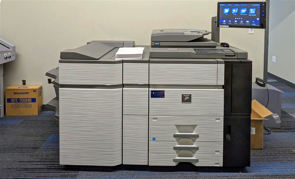 Sharp MX-7500 high-volume production copier with finisher